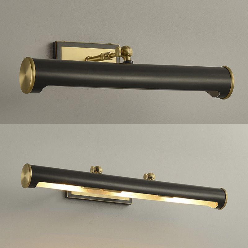 Solid Brass Modern Bath Bar 2 - Light Cylinder Bathroom Vanity Lighting in Black / Gold