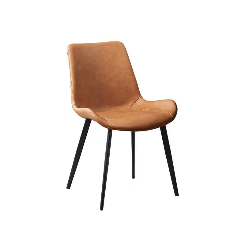 Industrial Style Faux Leather Chair Armless Side Chairs with Metal Legs