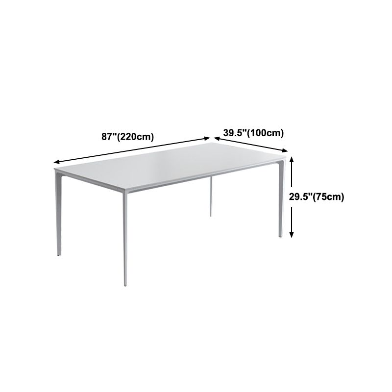 Metal Contemporary Rectangular Dining Table White Sintered Stone Top Table with Legs