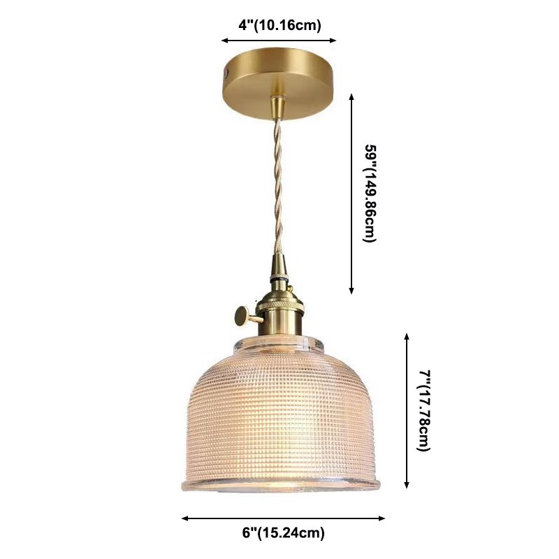 1-Licht-Anhängerlampe Japanischer Stil Ripple Glassschatten Hängende Lampe für Cafe