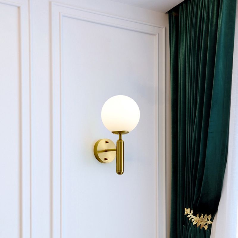 Metal Modern Wall Sconce Ball Shape Vanity Lamp with Glass Shade for Bathroom
