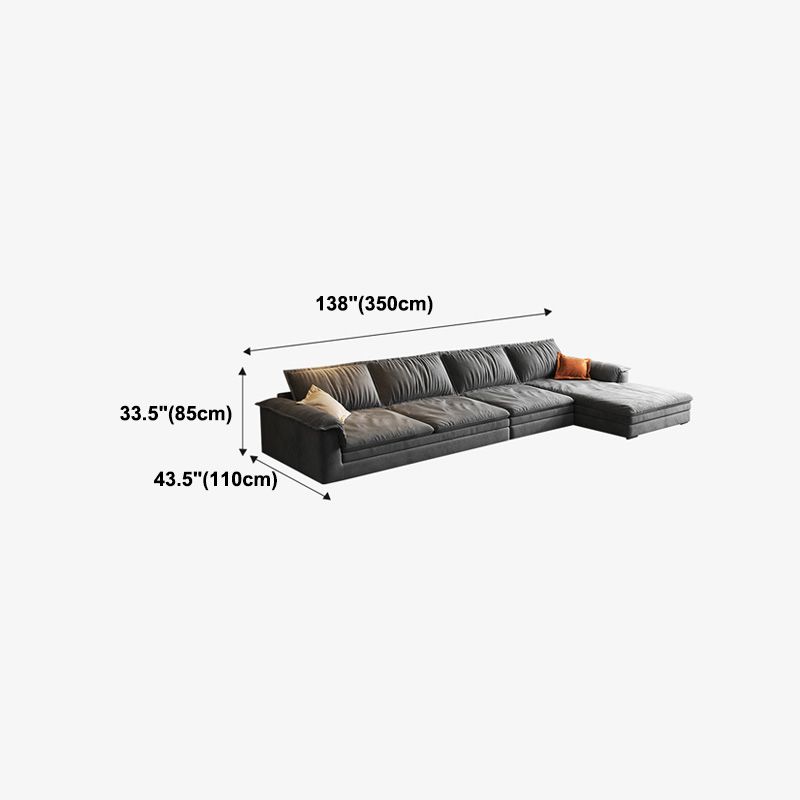 Dark Gray Faux Leather Sofa/Sectional Stain-Resistant Sofa for Living Room