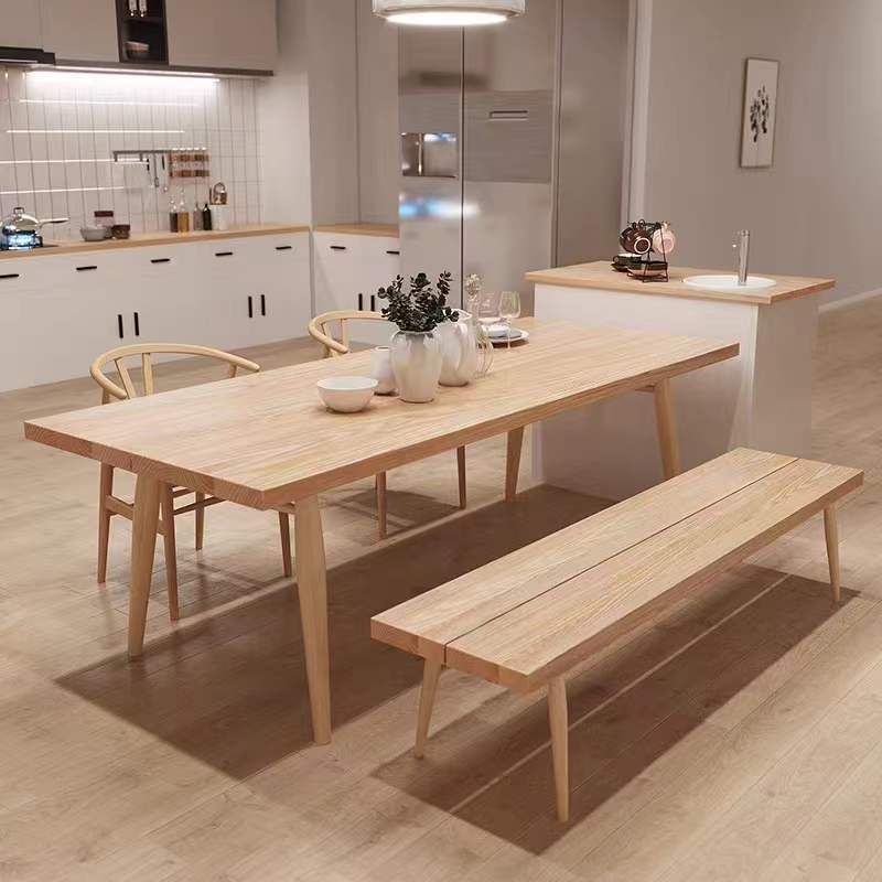 Natural Wood Rectangle Dining Table Ash Modern Table with 4 Legs
