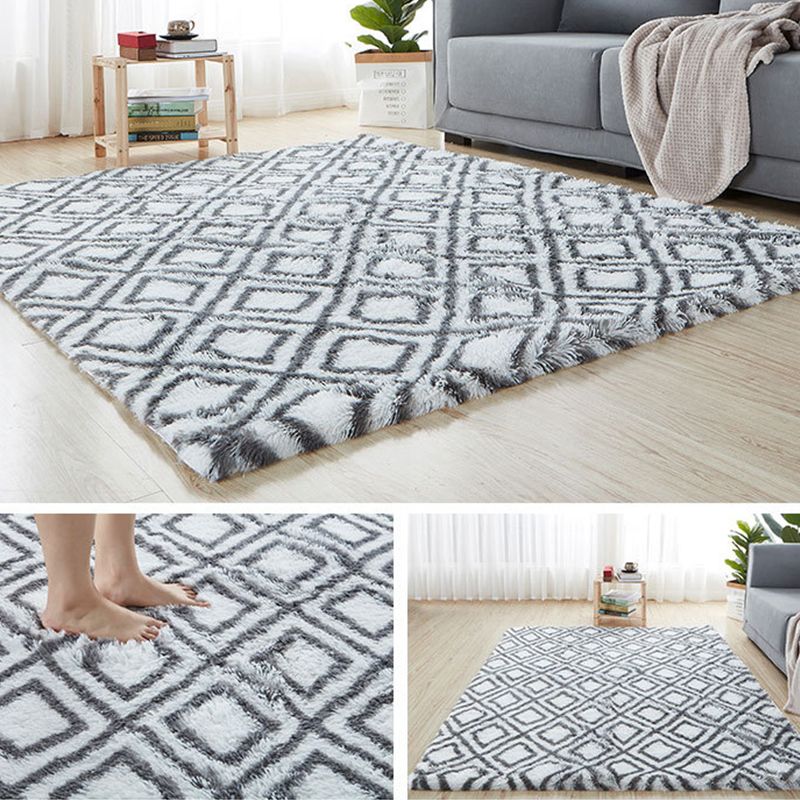 Comfortabele trellis print tapijt tapijt multolor eigentijds tapijt faux wol machine wasbaar anti-slip achterste huisdiervriendelijk kleed voor kamer