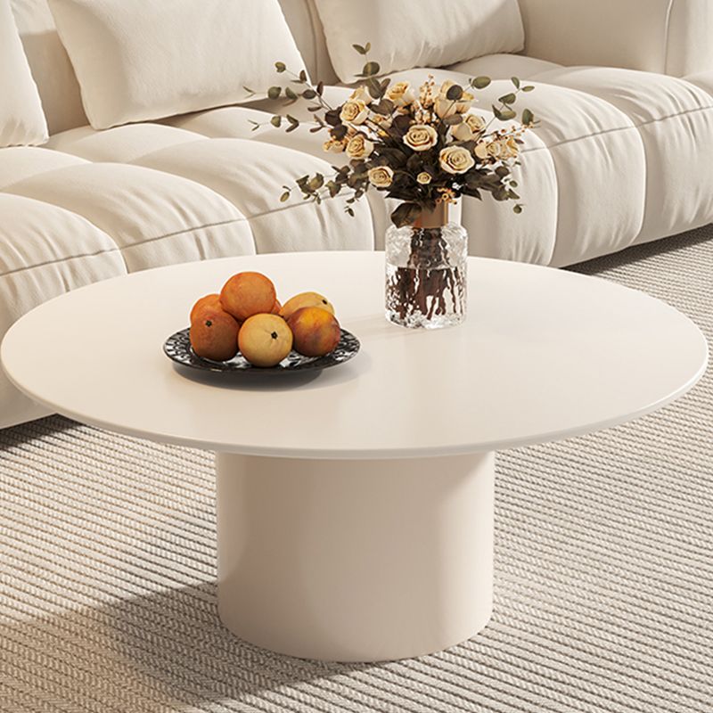 Contemporary Cocktail Table Round White Pedestal Coffee Cocktail Table