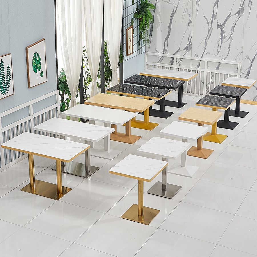 Wooden Dining Room Table for 2 Person with Metal Pedestal Base