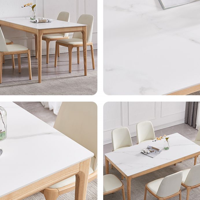 Dining Room Set Minimalist with Solid Wood Table and Upholstered Chairs