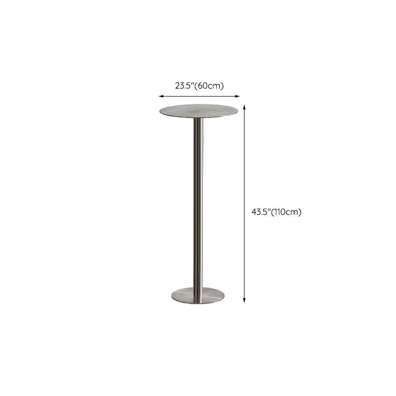 Industrial Pedestal Bar Table 43.3"H Metal Bistro Bar Desk in Silver