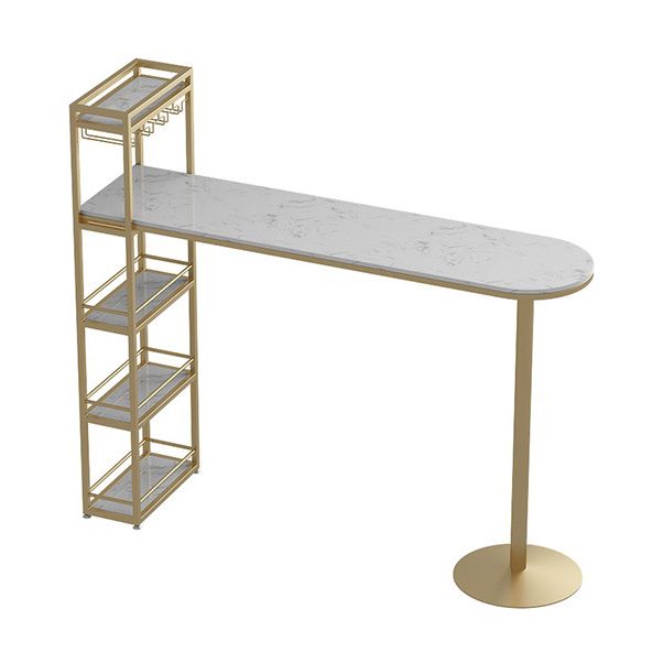 Faux Marble Bar Table Set Glam Style 1/2/3 Pieces Counter Table for Indoor