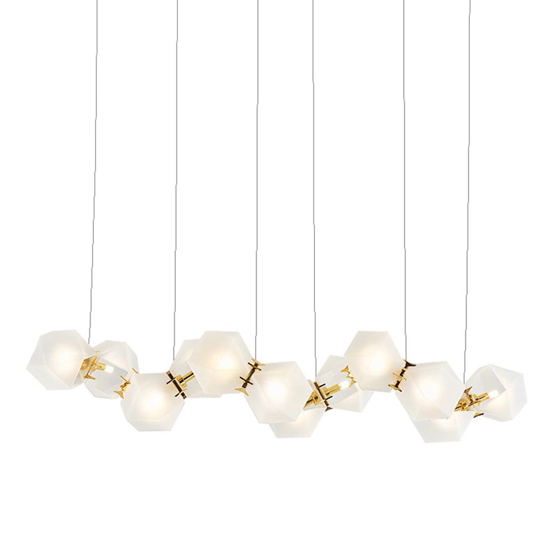 White Glass Island Lighting Fixtures Multi Lights Modern Minimalism Dinning Room Chandelier Lamp