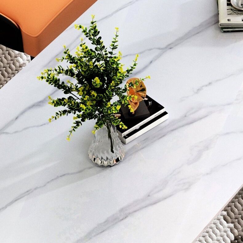 Sintered Stone Dining Table Traditional Luxury White Table with 4 Legs