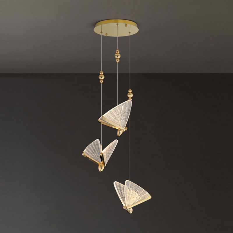 Butterfly Shape Metal Hanging Light Modern Style Multi Lights Cluster Pendant