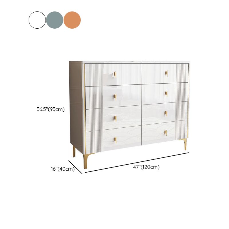 Classic Glam Double Dresser Stone Horizontal Storage Chest with Drawers for Bedroom