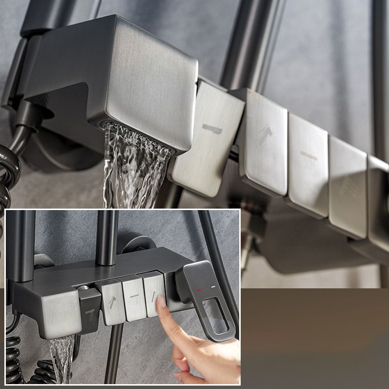 Wall Mounted Shower Adjustable Arm Shower Faucet Metal Shower System with Slide Bar