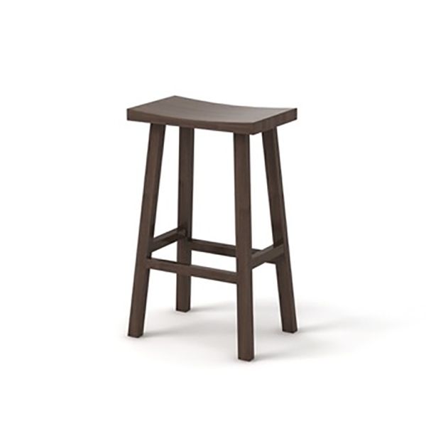 Industrial Armless Counter High Stool Solid Wood Backless Bistro Pub Stool with 4 Legs