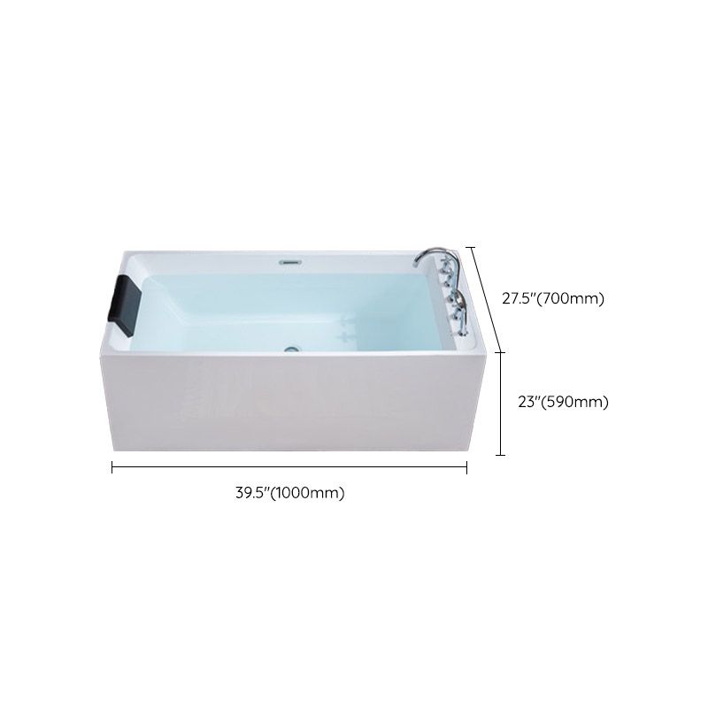 Modern White Rectangle Acrylic Bathtub Freestanding Soaking Bathtub with Drain Bath Tub