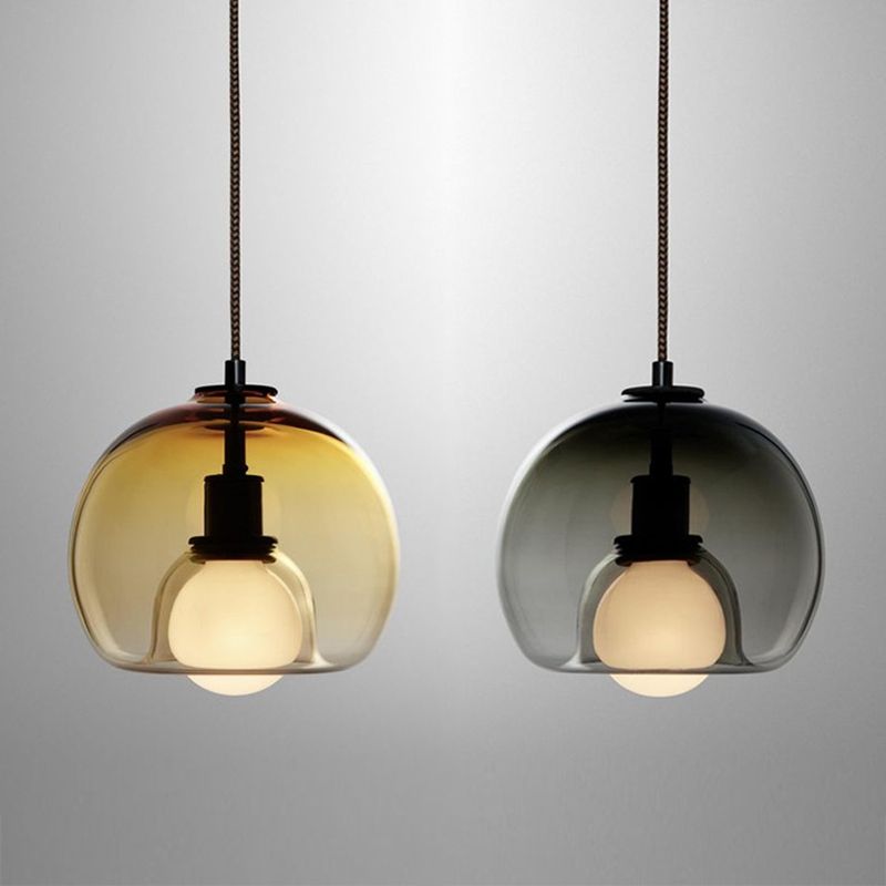 Globe Pendant Light Contemporary Minimalist 1 Light Glass Indoor Hanging Lamp