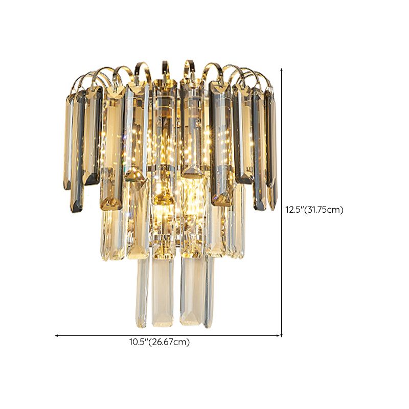 Modern Style 3 Tiers Wall Light Crystal 3 Lights Sconces for Bedroom