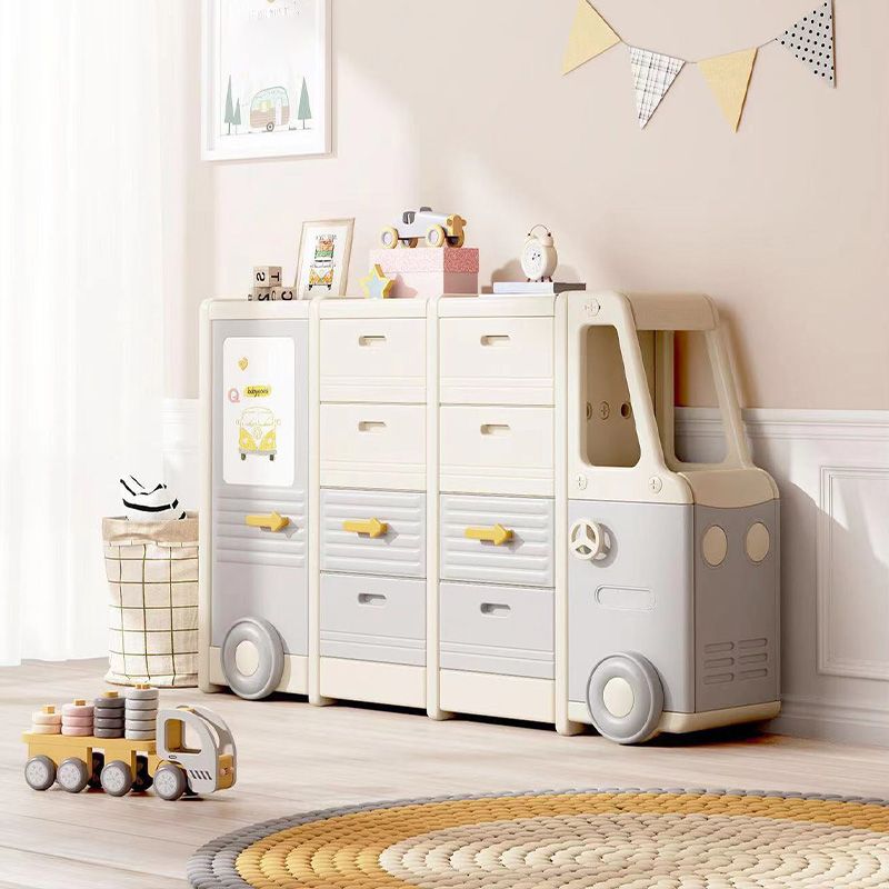 Modern Plastic Standard Kids Bookcase Open Back in Car Theme