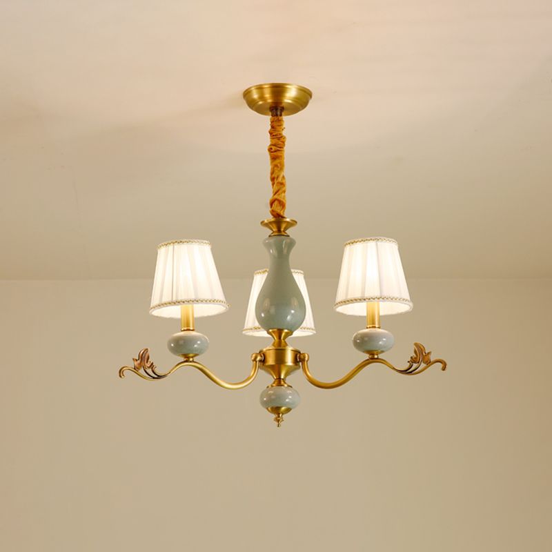 Tapered Chandelier Light Fixture Traditional Fabric Shade Pendant Lighting for Restaurant
