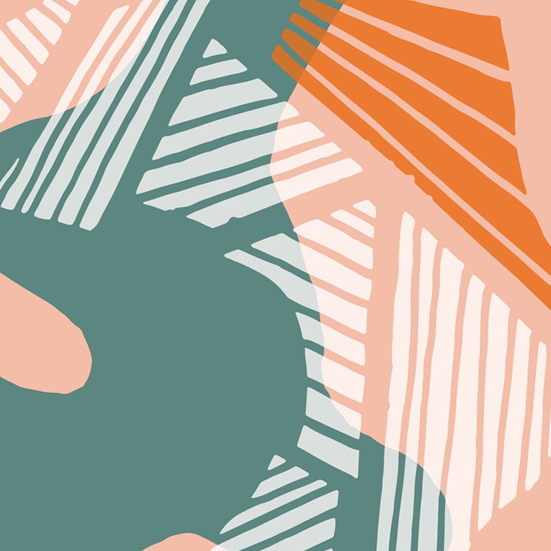 Modern Abstract Graphic Mural Non-Woven Textured Stain-Proof Soft Color Wall Art for Bedroom