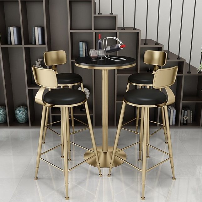 Nordic Style Leather Upholstered Barstool Gold Base Bar Stool for Living Room