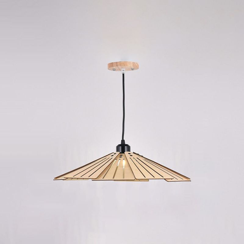 Modern Style Cone Shape Hanging Light Wood 1 Light Hanging Lamp for Bedroom
