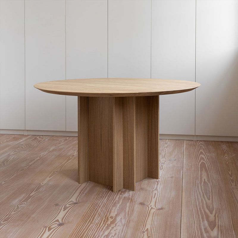 Modern Wood Pedestal Base Table Natural Round Dining Room Kitchen Table