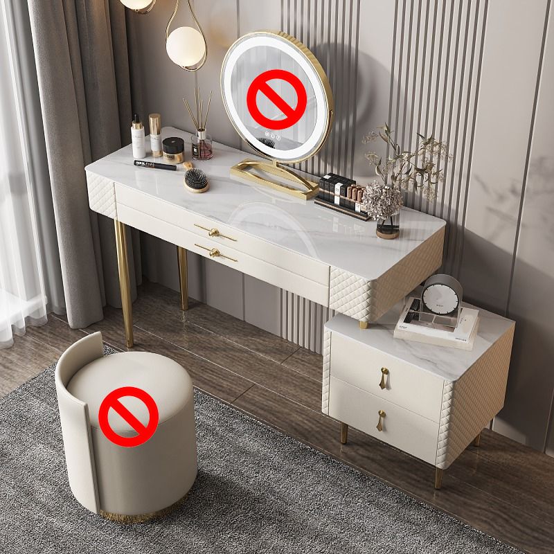Luxurious Vanity with Storage Drawers Genuine Leather Makeup Vanity Desk