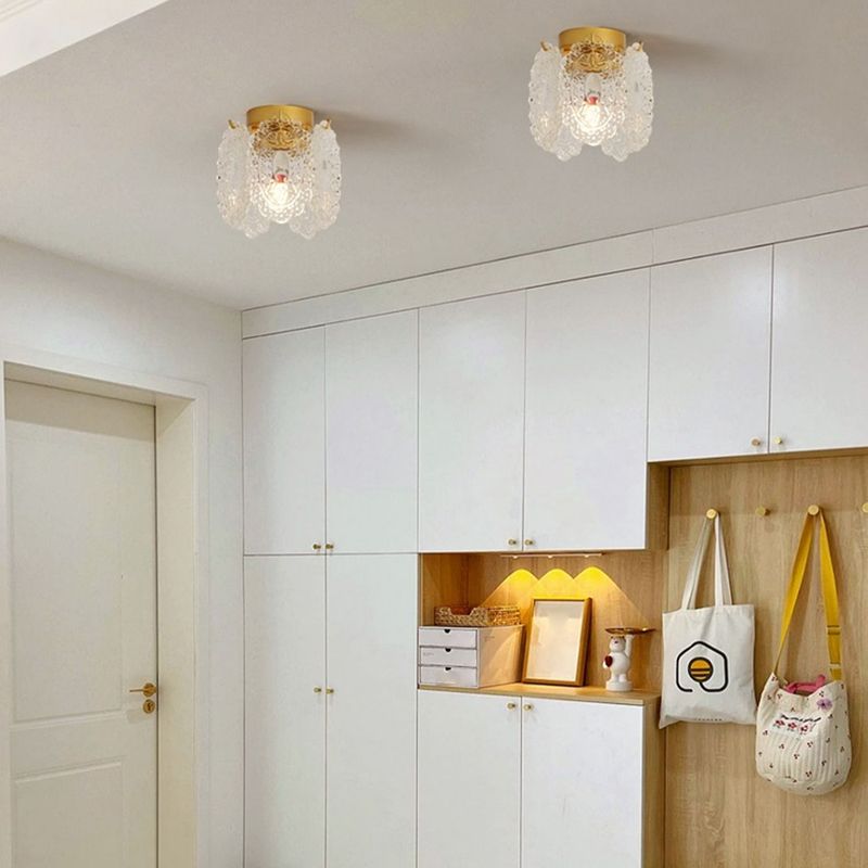 Modern Flush Mount Light Simple Flush Mount Ceiling Light Fixture with Glass Shade
