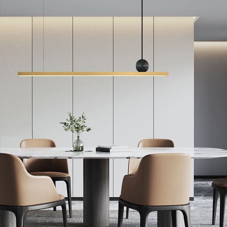 Linear Island Lighting Metallic Contemporary Simplicity Pendant Lighting Fixtures for Restaurant