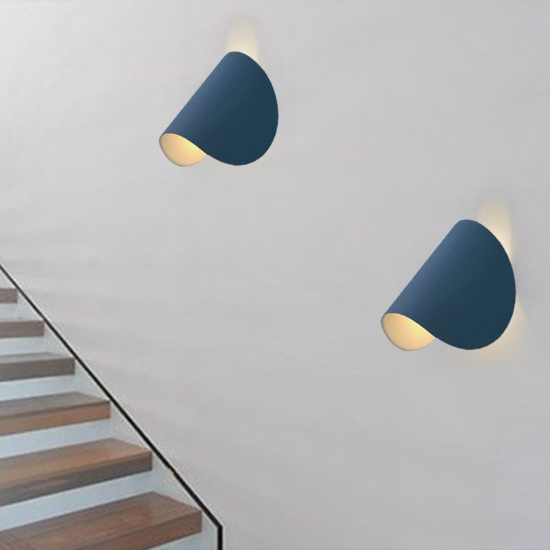 Metal Folded Up Down Wall Light Designer Blue 1 Bulb Flush Mount Sconce for Bedside