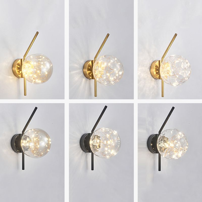 Glass Globe LED Wall Light in Modern Luxury Style Wrought Iron Wall Lamp for Interior Spaces