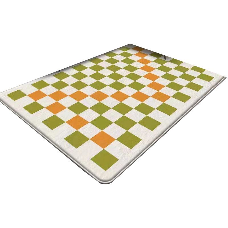 Orange Modern Carpet Polyester Check Pattern Carpet Washable Carpet for Living Room
