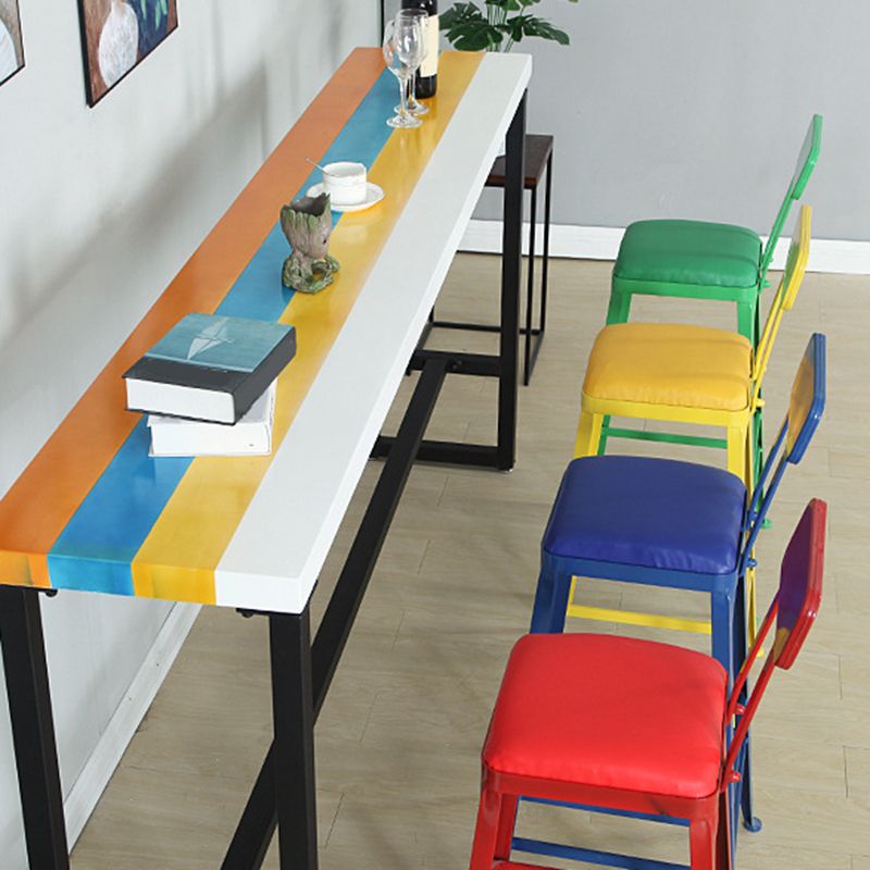 Modern Bar Height Table Solid Wood Top Bistro Bar Table with Metal Base