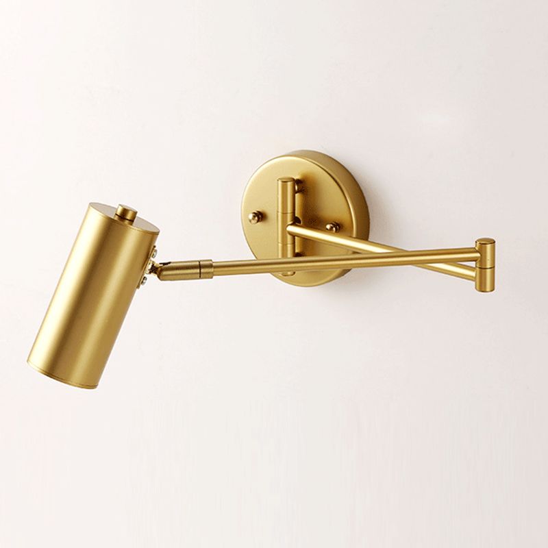 Nordic Metal Wall Light Cylinder 5.5" High Swing Arm Wall Sconce for Bedroom