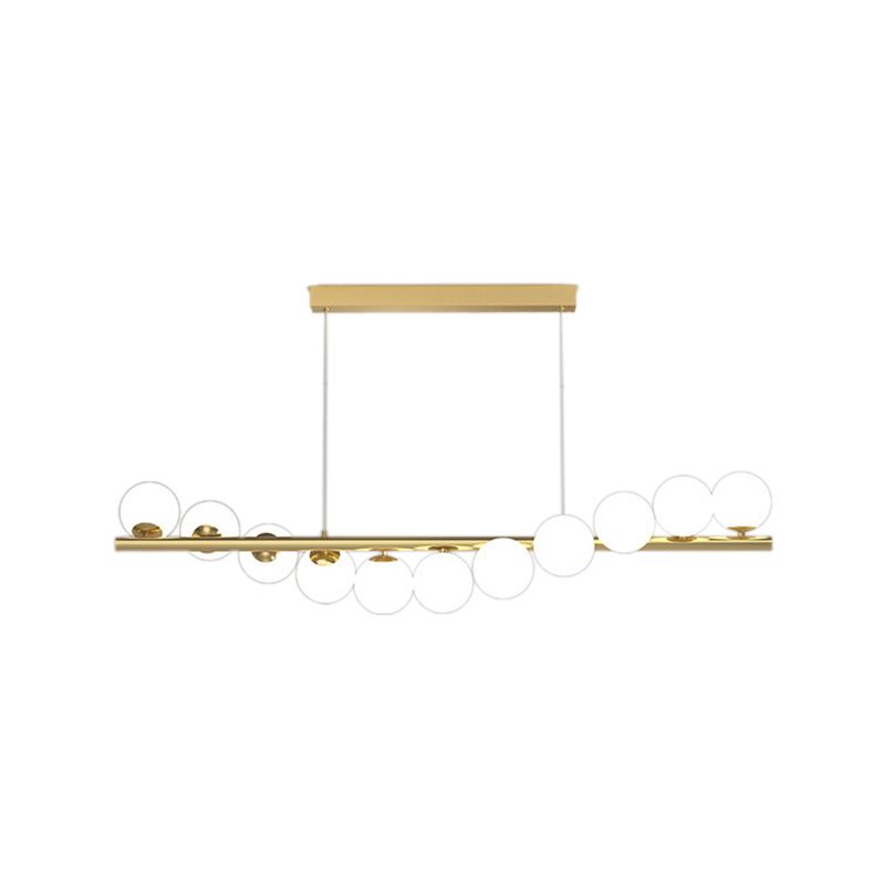 7/9/11-Light Contemporary Golden Kitchen Island Lighting Glass Ceiling Light for Bedroom