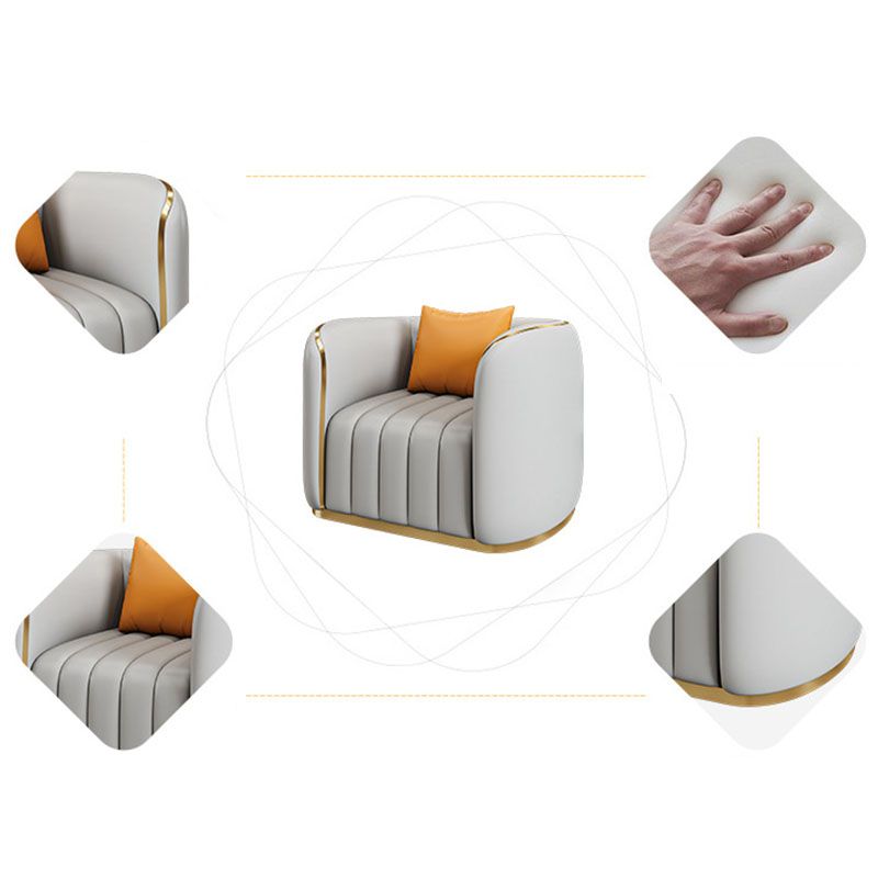 Faux Leather Sofa Tuxedo Arm Sofa with Tight Back for Apartment