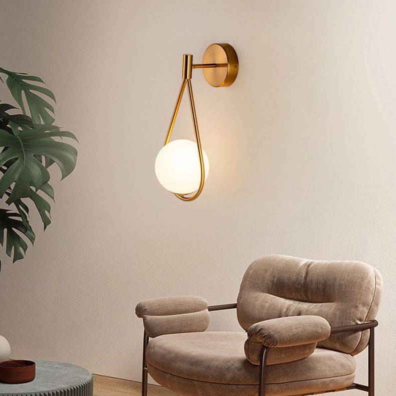 Nordic Minimalist Glass Wall Lamp Milky Glass Metal Base