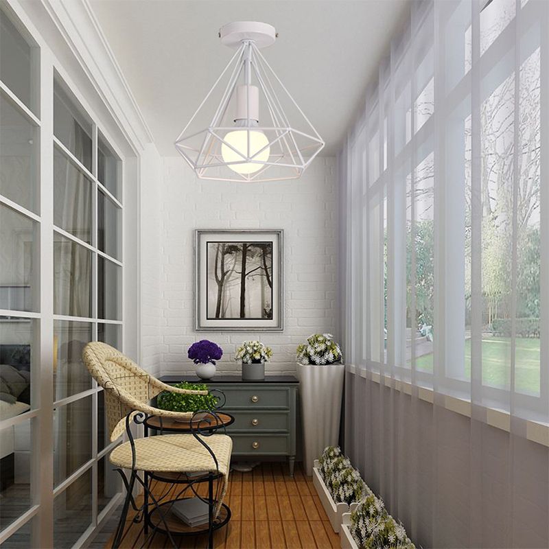 Modern Diamond Flush Light Metal 1-Light Flush Mount Ceiling Light