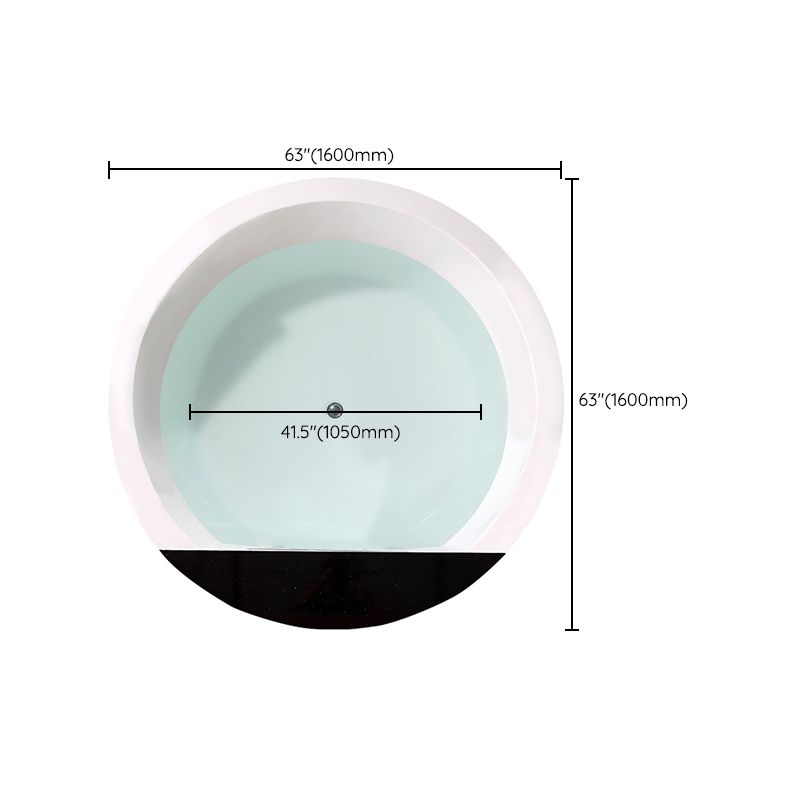 Modern Round Bath Acrylic Soaking White Back to Wall Drop-in Bathtub