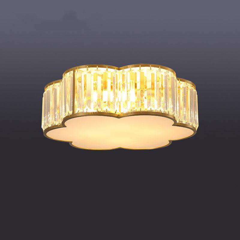 Plafonnier géométrique en laiton de style rétro colonial, plafonnier d'intérieur en cuivre avec abat-jour en cristal