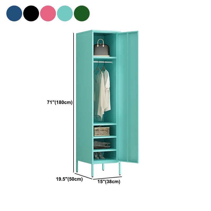 Contemporary Style Metal Wardrobe Adjustable Shelves Wardrobe Closet with Legs