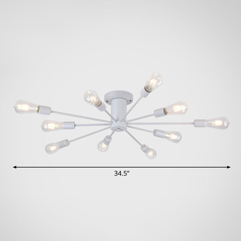 Burst Style Living Room Ceiling Flush Mount Industrial Metal Semi Flush Light Fixture
