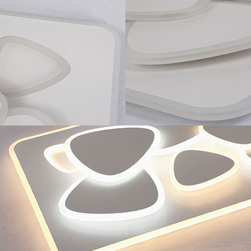 Grey Overlapping Ceiling Mounted Fixture Modern LED Metal Flush Mount Ceiling Lighting in White / Warm Light, 19.5 "/38" Wide