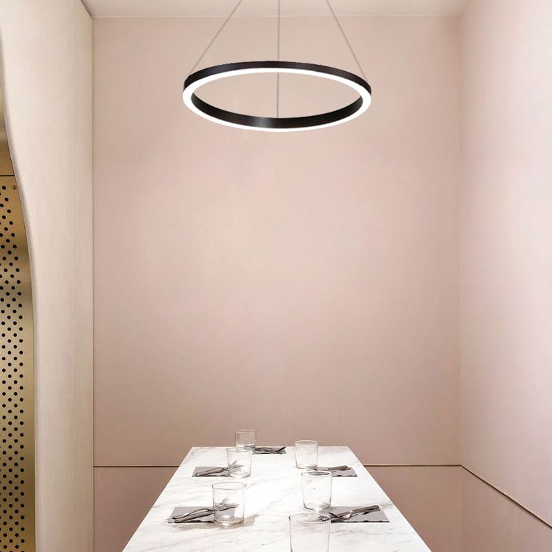 Brown Hoop Chandelier Contemporary 1/2/3-Ring Acrylic LED Ceiling Light Fixture in Warm/White Light