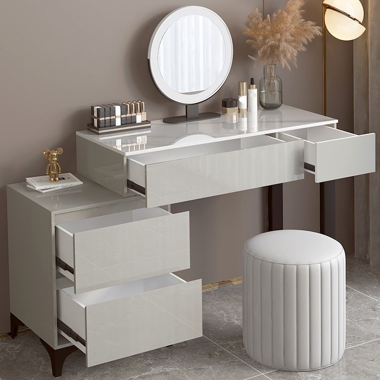 Contemporary Gray Makeup Table With Drawers 14.96 W x 29.52" H for Bedroom