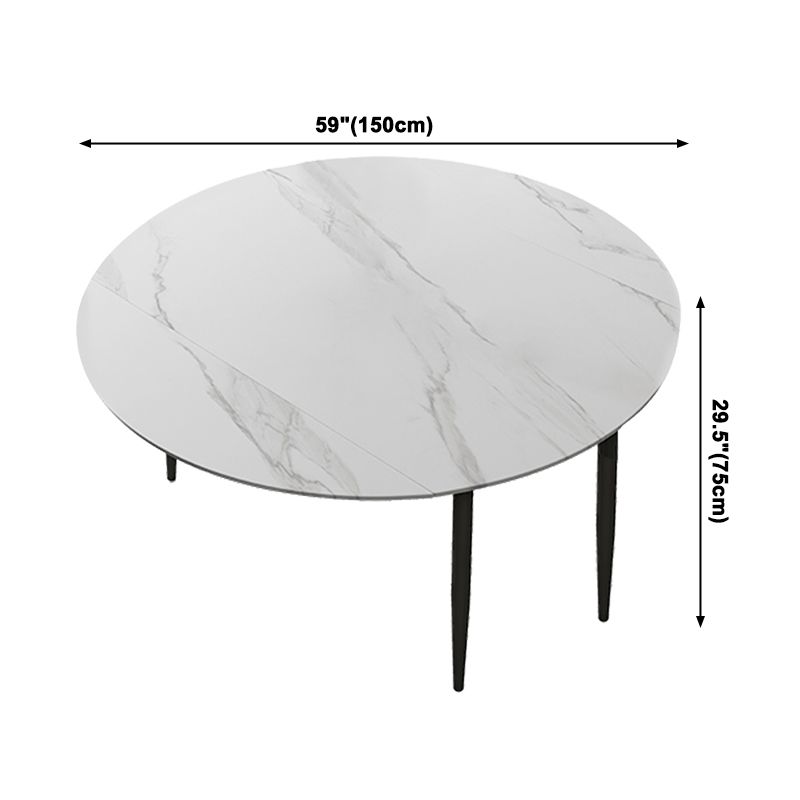 Modern Style Round 4 Legs Table Stone Dining Room Home Furniture with Drop-Leaf