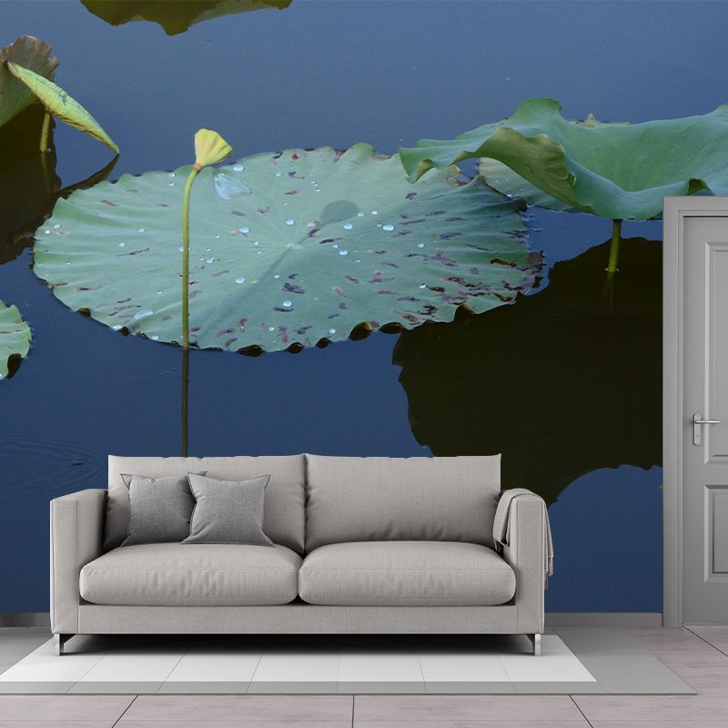 Lotus Leaf Wall Murals Contemporary Style Moisture Resistant Wall Covering