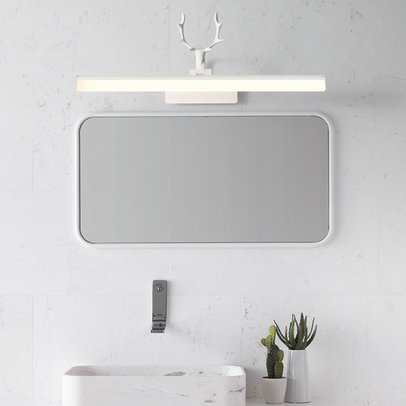 Lámpara de pared rectangular estilo moderno acrílico LED blancos de iluminación de tocador de tocador en luz cálida/blanca con diseño de asta de metal